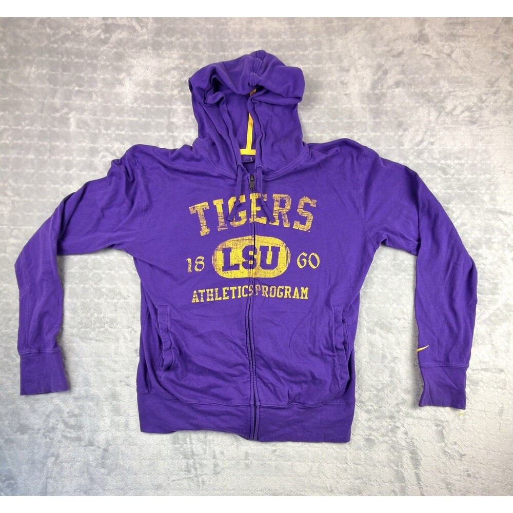 Nike LSU Tigers Full Zip Hoodie Men's L Purple Gold Athletics NcAA Sweatshirt